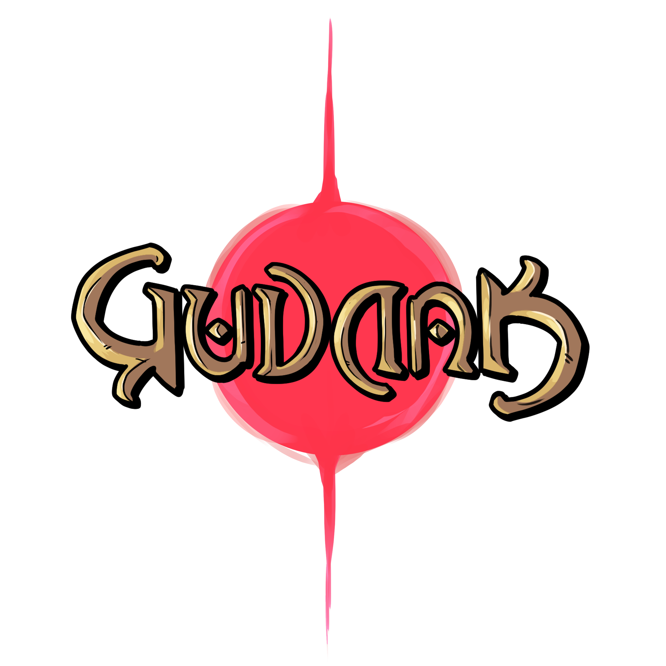 Gudnak wordmark over a red sun
